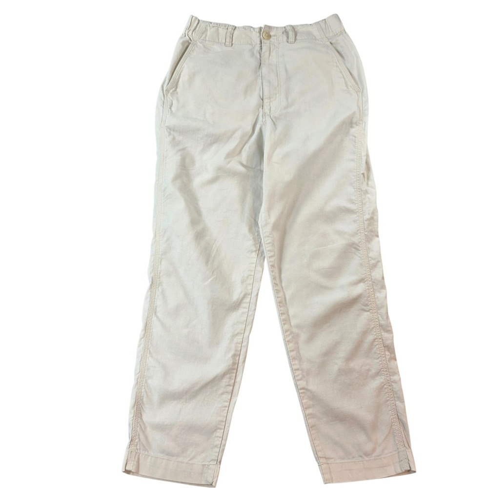 Uniqlo Cotton Linen Tapered Ankle Pants Beige XS Womens Casual Trousers Neutral